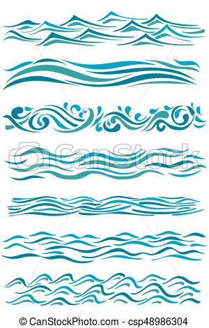 300x470 Set Of Wavy Borders. Hand Drawn Abstract Waves On White. Vector