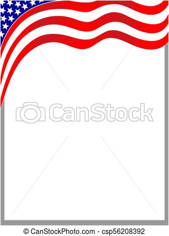 337x470 Usa Wave Flag Border. American Flag Wave Background Frame With
