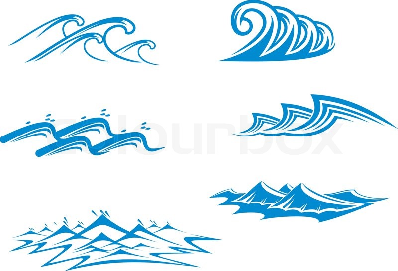 800x546 Set Of Wave Symbols For Design Isolated On White Stock Vector