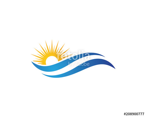 500x400 Sun With Water Wave Icon Vector Stock Image And Royalty Free