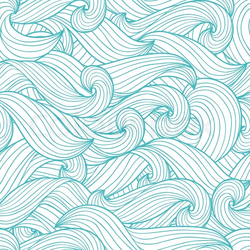800x800 Vector Seamless Abstract Hand Drawn Pattern With Waves And Cloud