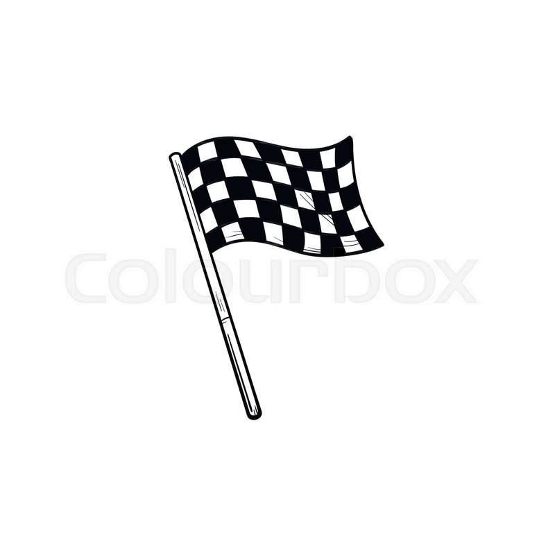 800x800 Waving Racing Checkered Flag Hand Drawn Outline Doodle Icon