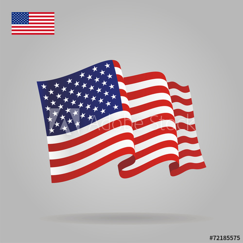 500x500 Flat And Waving American Flag. Vector