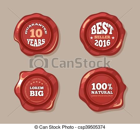 450x420 Premium Labels On Wax Seal Stamps Vector Illustration.... Vectors