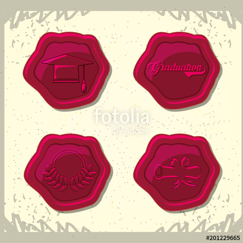 500x500 Graduation Card With Wax Seal Vector Illustration Design Stock