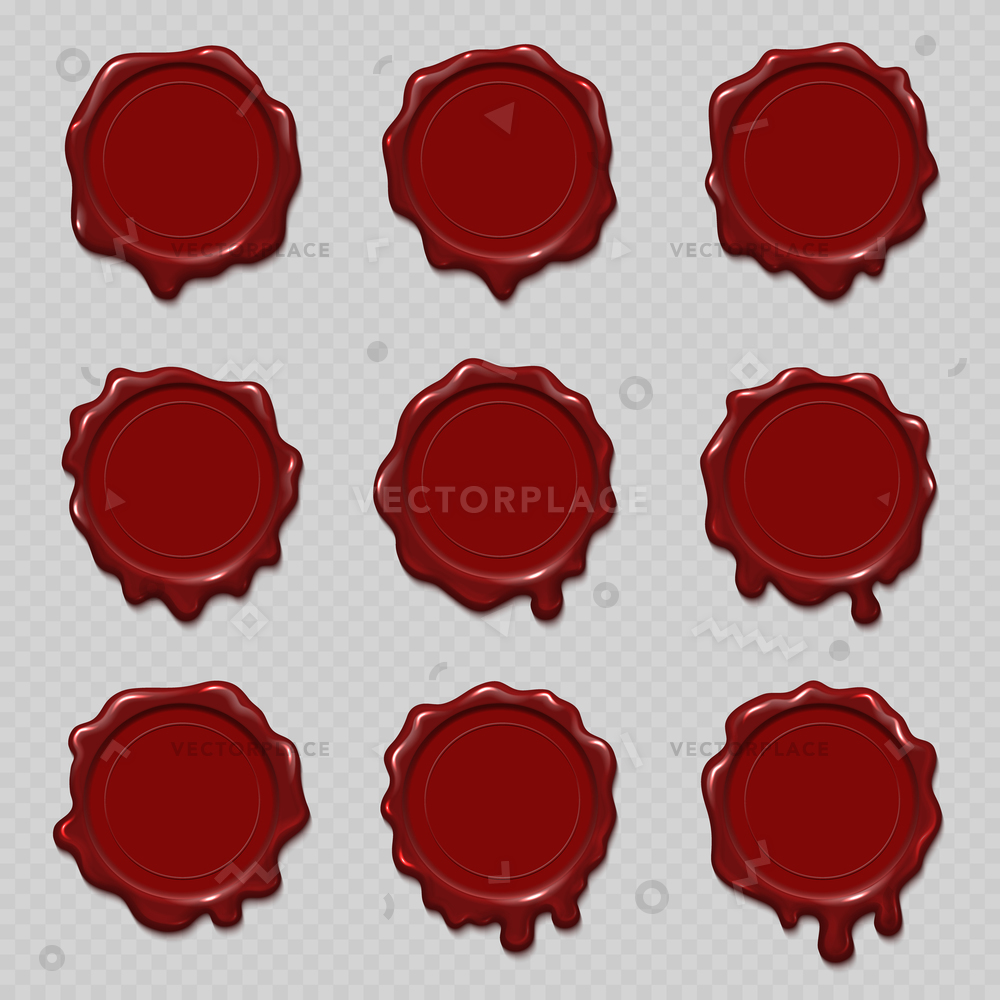 1000x1000 Retro Seal Wax Stamps Set For Vector Illustration 36634