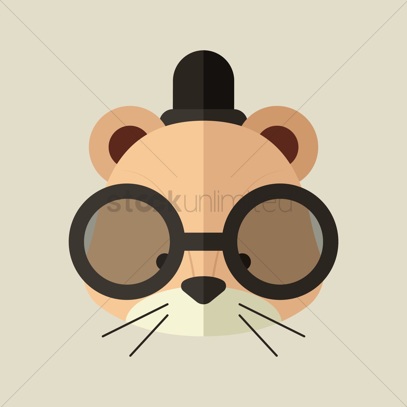 1300x1300 Free Weasel Wearing Glasses Vector Image