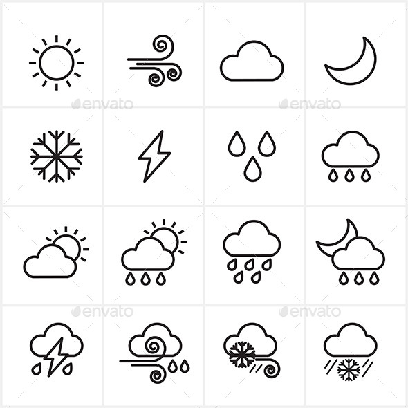 590x590 Flat Line Icons Weather Icons Vector Illustration By Karawan