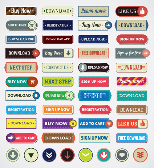 500x547 Vintage Flat Web Buttons Vectors Set Free Download