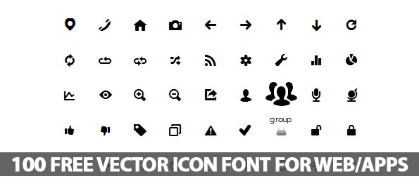 595x275 Free Vector Icons Font For Web And Apps (100 Icons) Fonts