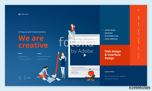 500x301 Creative Website Template Design. Vector Illustration Concept Of