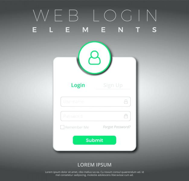 626x600 Green And White Web Login Template Vector Premium Download Green