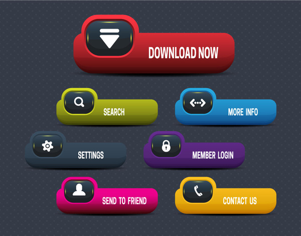 600x470 Website Buttons Illustration With Modern Plastic Style Free Vector