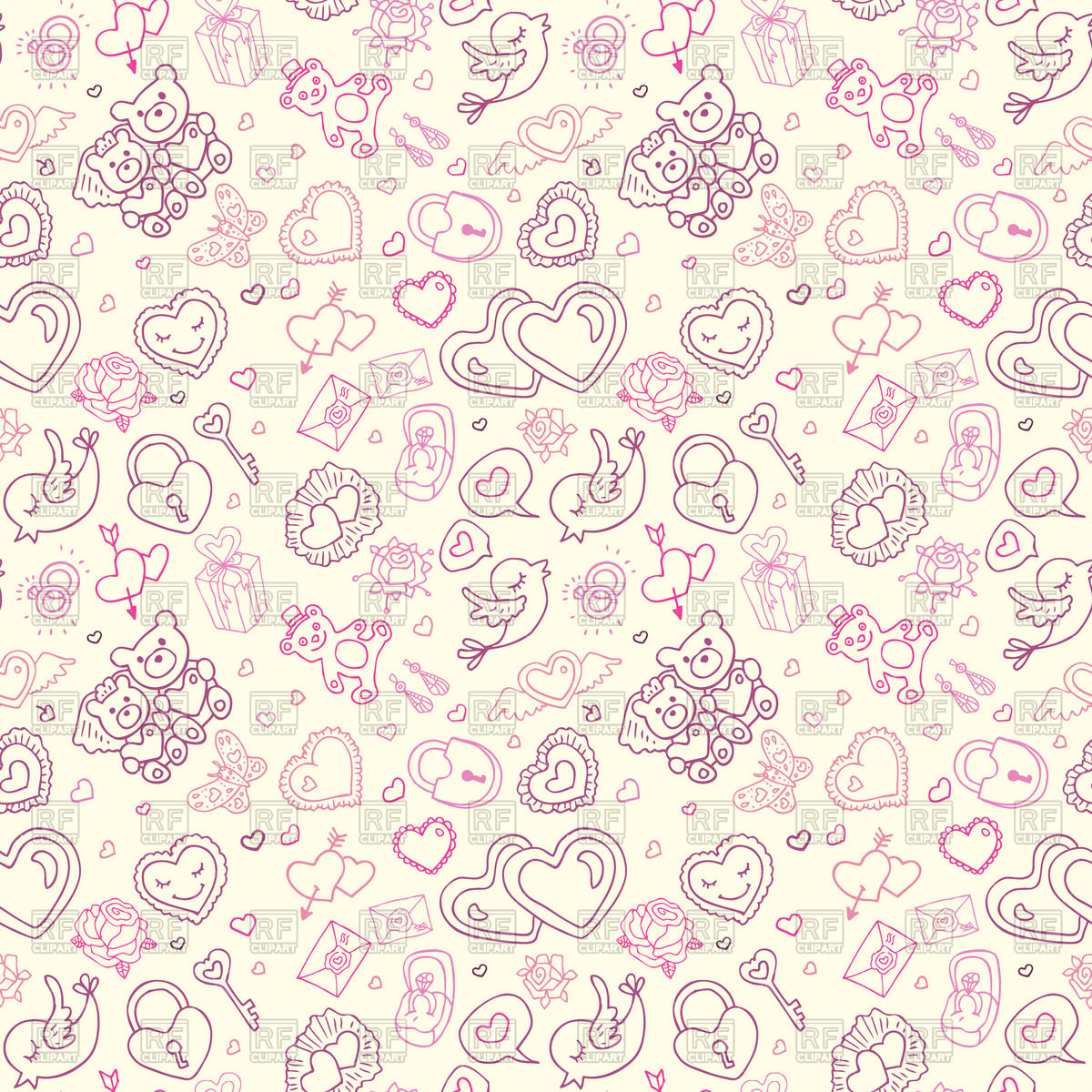 1200x1200 Cute Hand Drawn Wedding Seamless Background Vector Image Vector