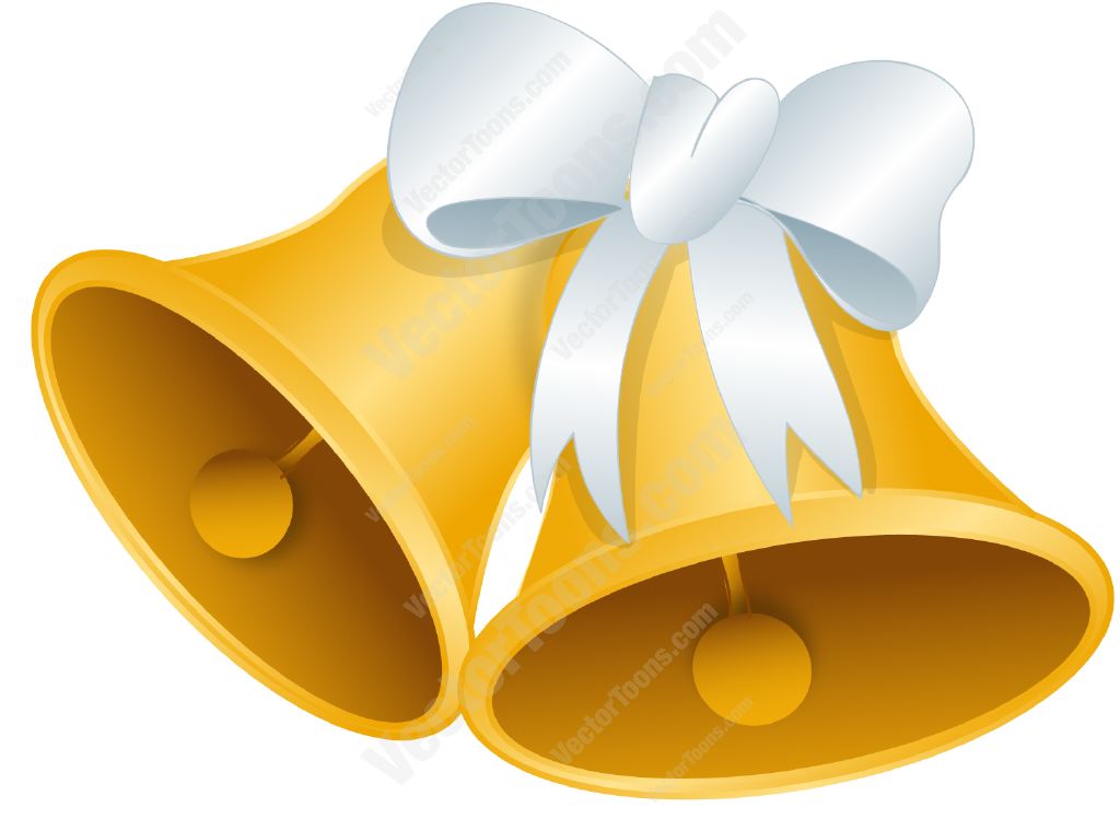 1024x749 Gold Wedding Bells With A White Bow Clipart By Vector Toons