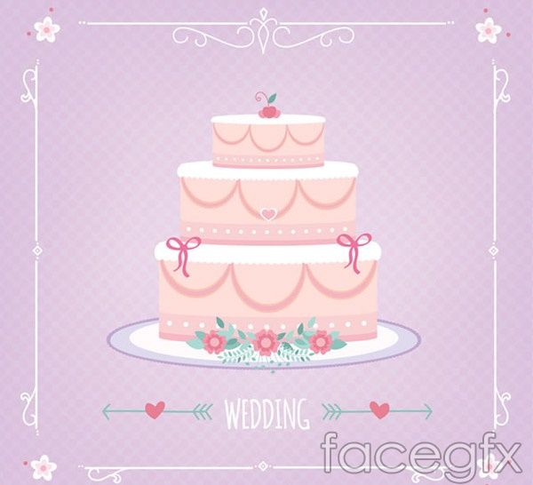 600x546 Pink Wedding Cake Vector Free Vectors Vector