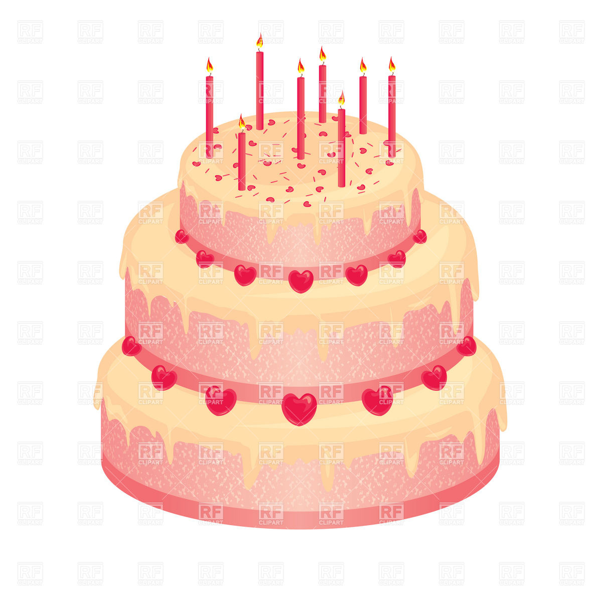 1200x1200 Sweet Pink Wedding Cake With Candles Vector Image Vector Artwork