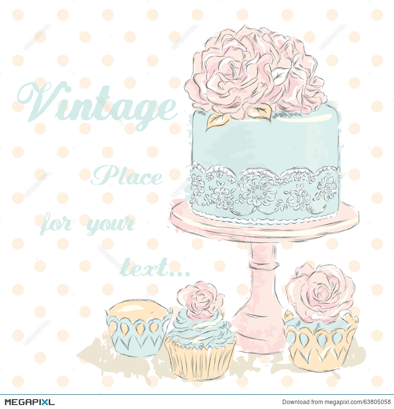 800x830 Wedding Cake Vector . Watercolor. Wedding Card . Vintage