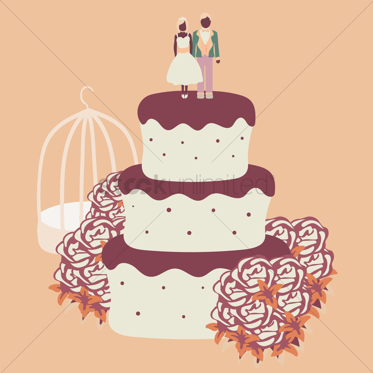 1300x1300 Wedding Cake Vector Image
