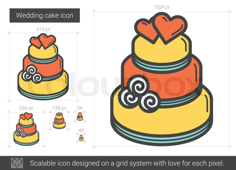 800x576 Wedding Cake Vector Line Icon Isolated On White Background