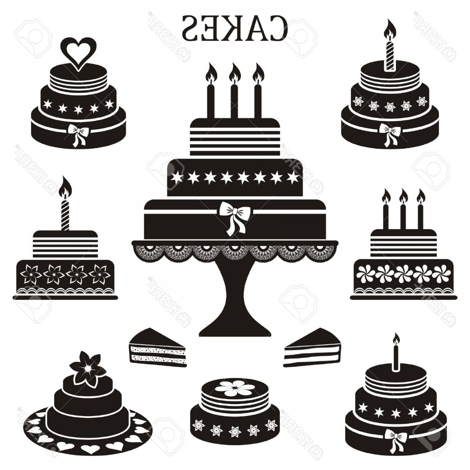 1560x1560 Photostock Vector Black Birthday And Wedding Cakes Vector