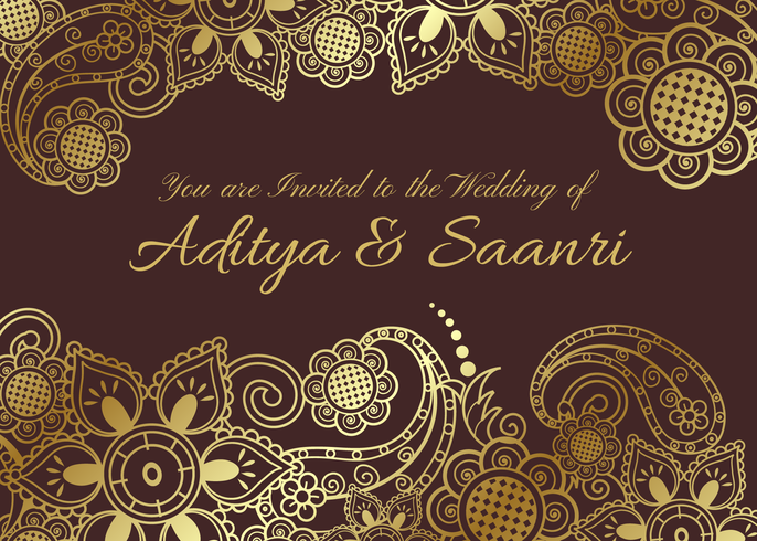 686x490 Vector Golden Indian Wedding Card