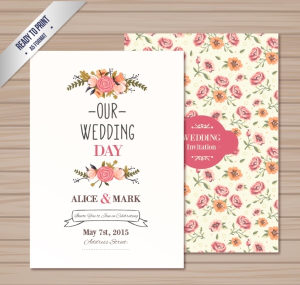600x570 Vintage Rose Wedding Card Vector Free Vector In Adobe Illustrator