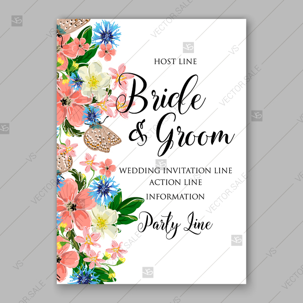 600x600 Wedding Invitation Template Printable Card Vector Design With