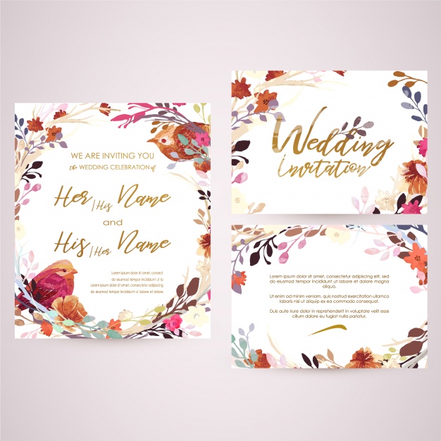626x626 Floral Wedding Card Vector Premium Download