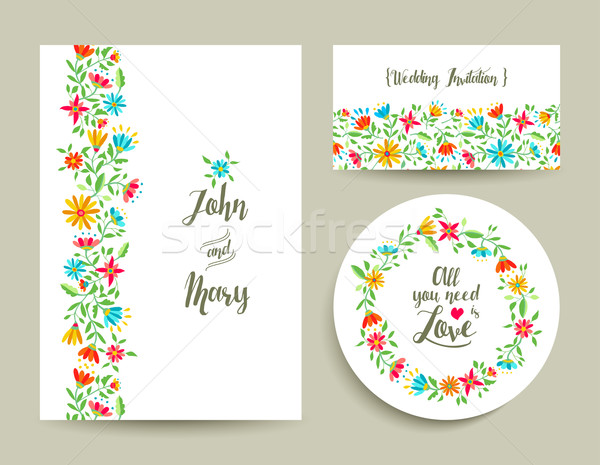 600x465 Flower Wedding Card Invitation With Nature Design Vector