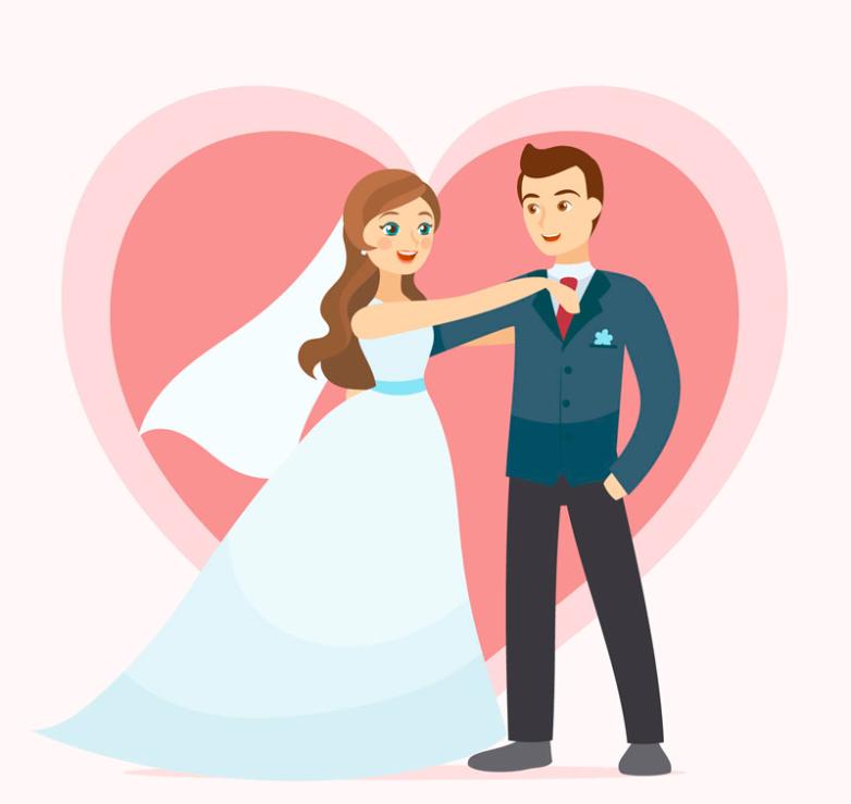 782x739 Background Of Hearts Happy Wedding Couple Vector Free Vector