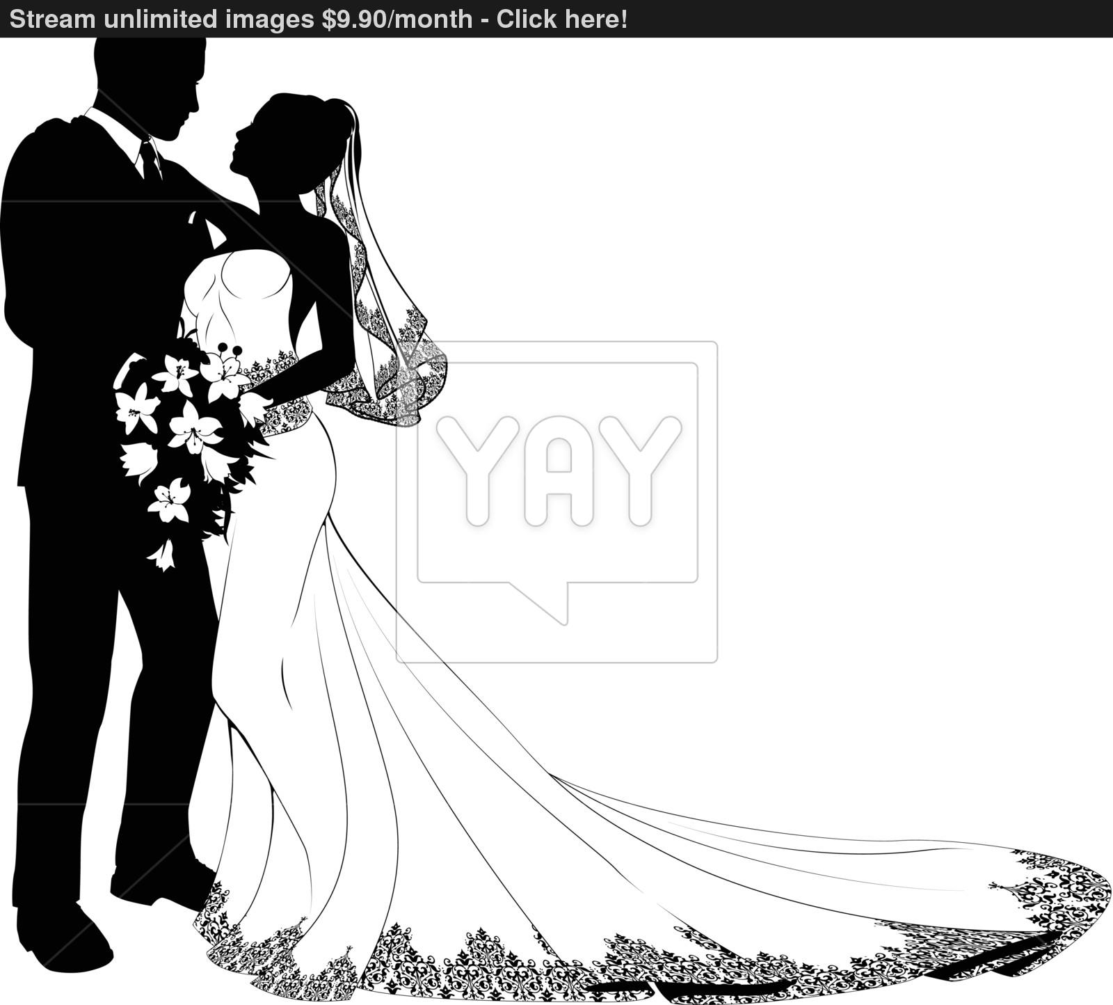1600x1444 Wedding Couple Silhouette Vector