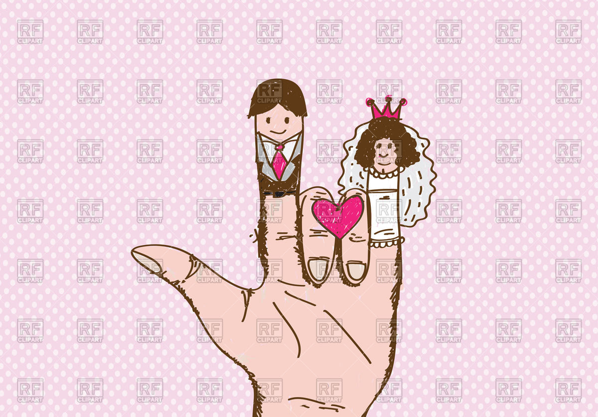 1200x837 Cartoon Hand Drawn Hand With Wedding Couple Vector Image Vector