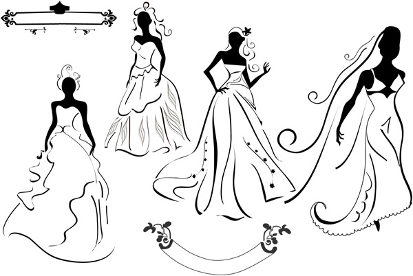 600x402 Wedding Dress Silhouette Vector Free Vector 4vector