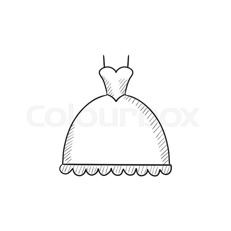 800x800 Wedding Dress Vector Sketch Icon Isolated On Background. Hand