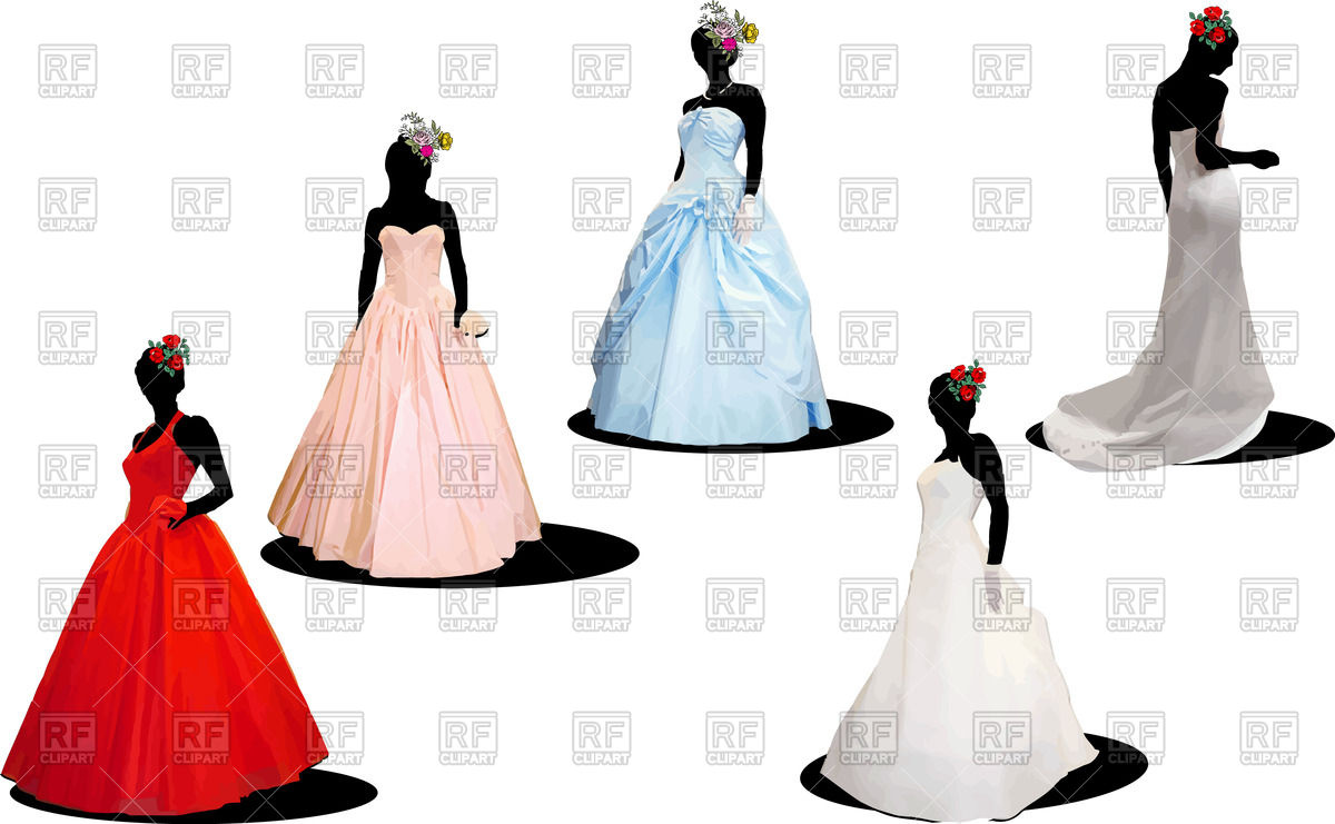 1200x741 Silhouettes Of Brides In Wedding Dresses Vector Image Vector
