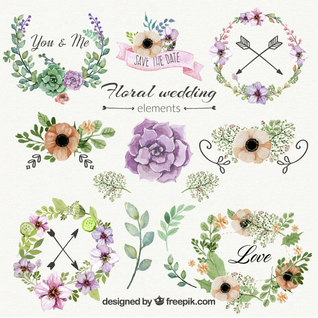 626x626 Floral Wedding Ornaments Vector Free Download