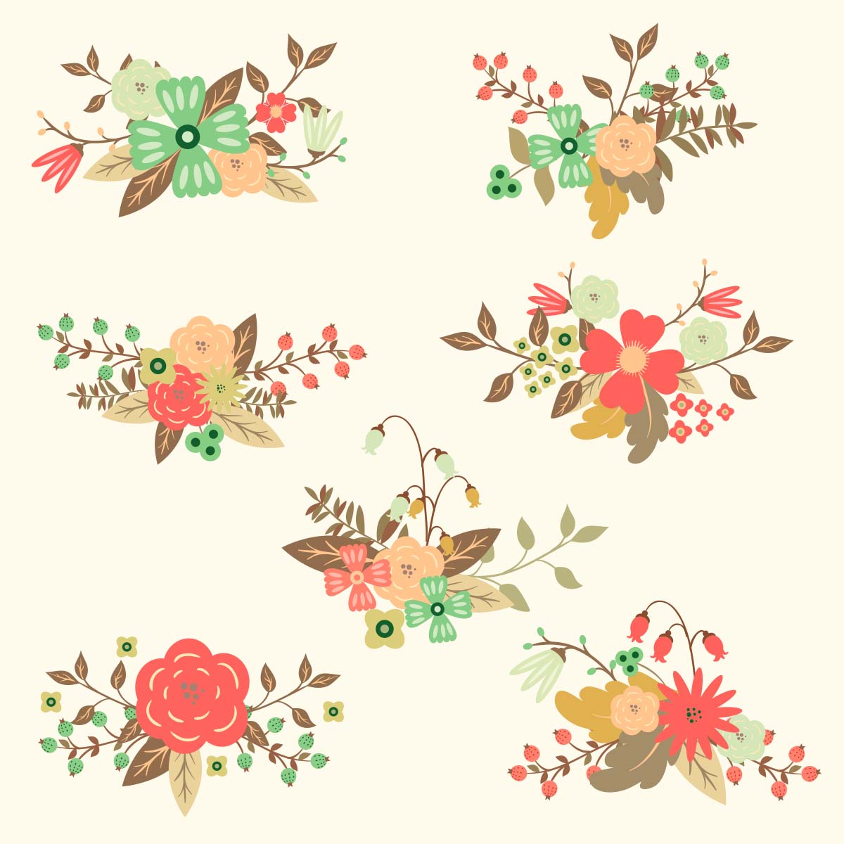 1200x1200 Free Vector Floral Hand Drawn Set Free Download