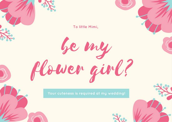 550x389 Pink Floral Vector Flower Girl Wedding Card