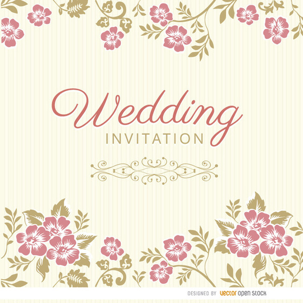 600x600 Blue Floral Invitation Card Free Vector 123freevectors