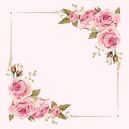 260x260 Vector Watercolor Painted Pink Wedding Flowers Border Background