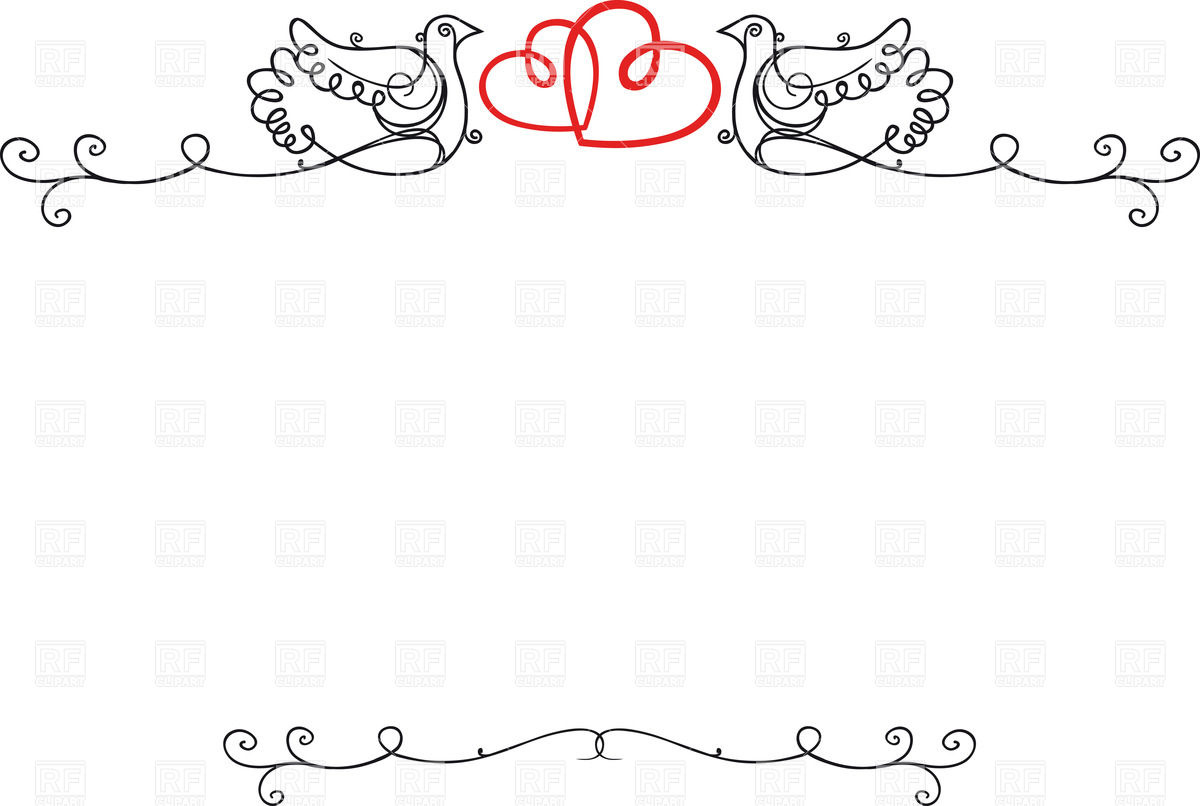 1200x806 Vintage Wedding Frame With Doves, Hearts And Blank Space For Text