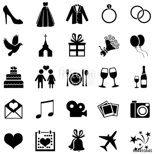 500x500 Vector Set Of 25 Wedding Icons Stock Image And Royalty Free