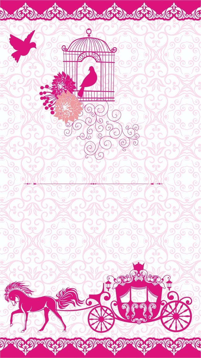 650x1155 H5 Simple Wedding Invitation Vector Background Material, Simple