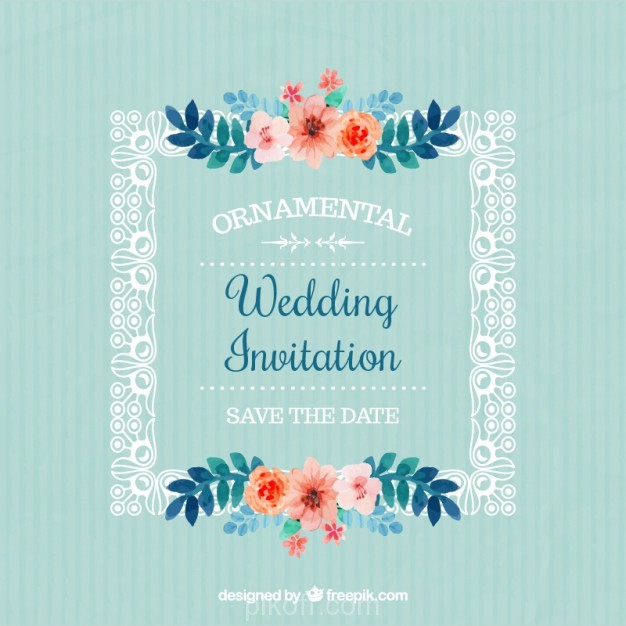 626x626 Ai] Frame With Flowers Wedding Invitation Vector Free Download
