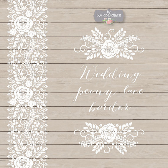 570x570 Vector Wedding Peony Lace Border, Wedding Invitation Border, Lace