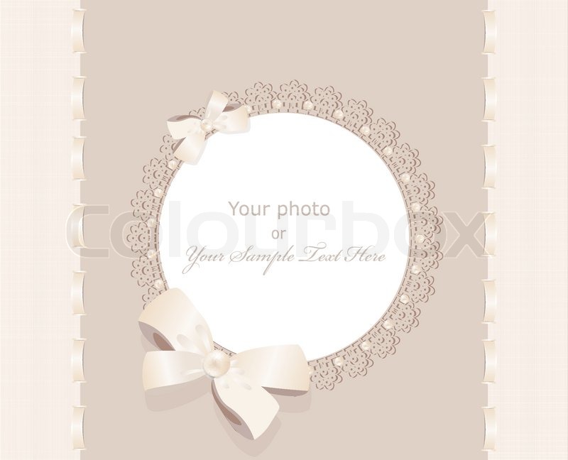800x648 Vector Greeting Wedding Frame For Photo With A Bow, Pearls And
