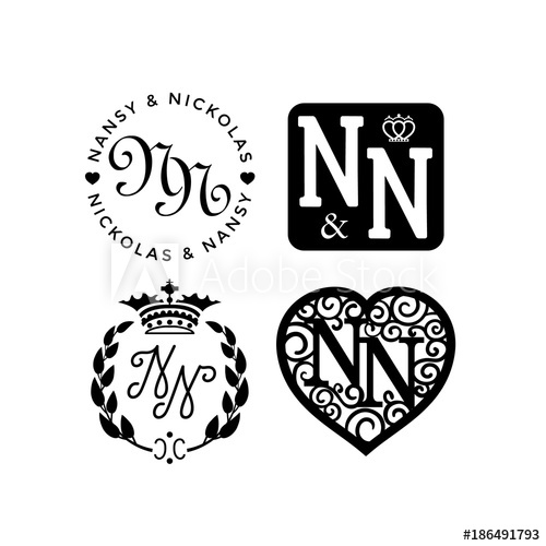500x500 Wedding Monogram Logo Collection. Vector Illustration.
