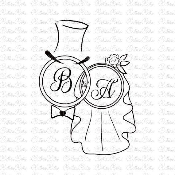 570x570 Wedding Rings Svg Wedding Monogram Dxf Png Eps Vector Files Etsy