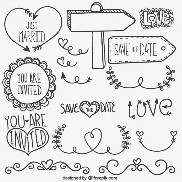 626x626 Hand Drawn Wedding Ornaments Vector Free Download